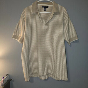 🌻🌻Men's Ivy Crew Tan & White Striped Polo - XL